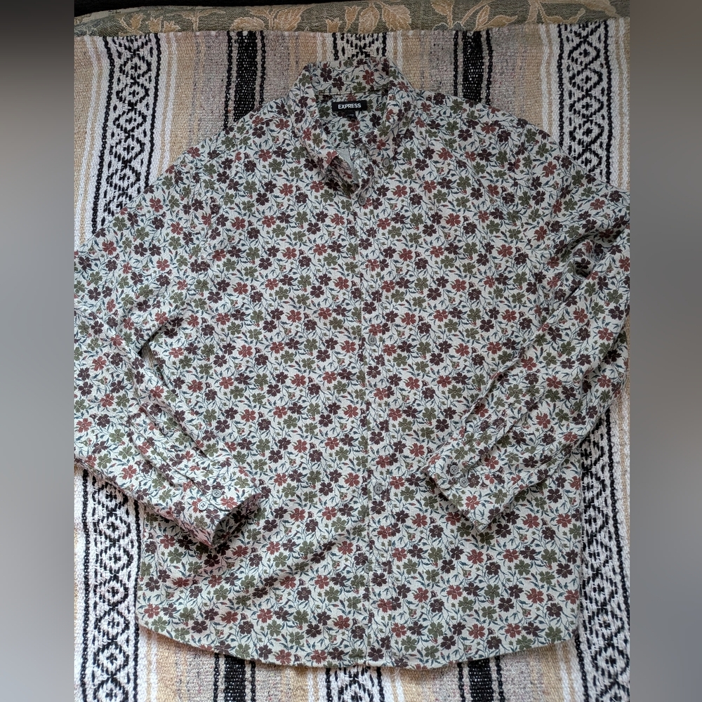 Express Floral Flannel Button-Up Shirt